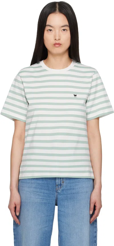 Weekend Max Mara Green & White Satrapo T-shirt In 014 Pastel Green
