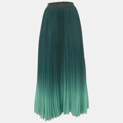 Pre-owned Weekend Max Mara Green Crepe Plisse Maxi Skirt L