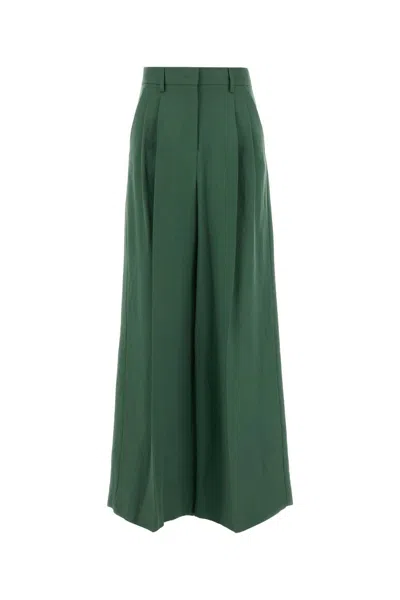 Weekend Max Mara Jersey Wide-leg Veliero Tailored Pants In Green