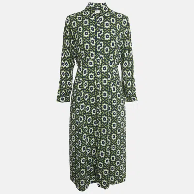 Weekend Max Mara Green Printed Crepe Marat Midi Dress