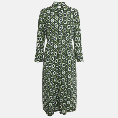 Pre-owned Weekend Max Mara Green Printed Crepe Marat Midi Dress M