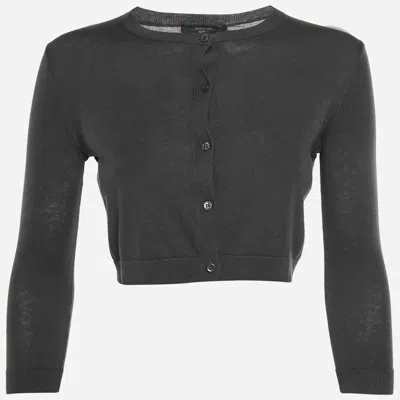Weekend Max Mara Grey Knit Button Up Cropped Conio Cardigan In Gray
