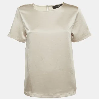 Pre-owned Weekend Max Mara Grey Satin Short Sleeve Blouse S In Gray
