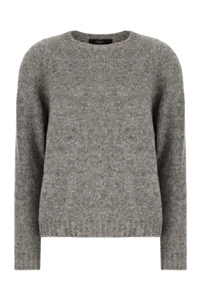 Weekend Max Mara Grey Stretch Alpaca Blend Sweater In Gray