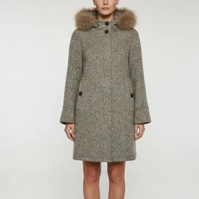 Pre-owned Weekend Max Mara Grey Wool Detachable Fur Trim Hooded Coat S In Gray