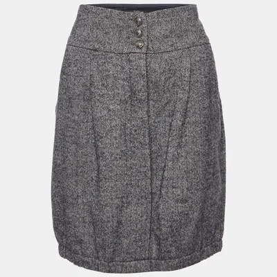 Pre-owned Weekend Max Mara Grey Zig Zag Wool Knee Length Skirt S