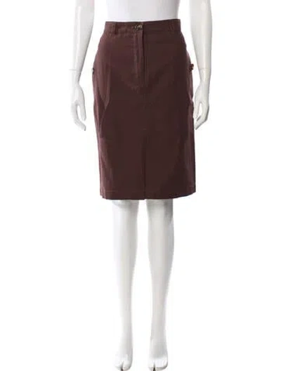 Pre-owned Weekend Max Mara Grosgrain Trim Knee-length Skirt In Brown