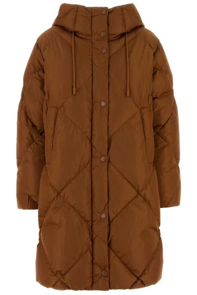 Weekend Max Mara Guelfo Quilted Hooded Puffer Coat In Brown