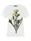 Weekend Max Mara Crew Neck Floral Print Short Sleeves Top In White