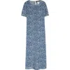 Weekend Max Mara Guidy Floral Short Sleeve Silk Dress In Cornflower Blue