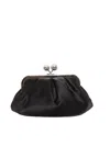 Weekend Max Mara Cubico Leather Clutch In Black