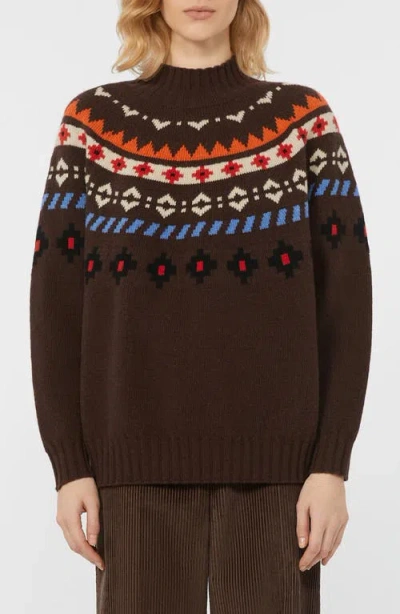 WEEKEND MAX MARA WEEKEND MAX MARA HARDY FAIR ISLE JACQUARD VIRGIN WOOL MOCK NECK SWEATER