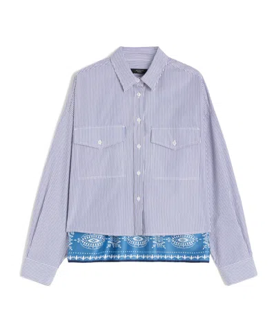 Weekend Max Mara Heavy Cotton Canvas Shirt In Blue