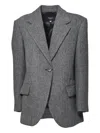 Weekend Max Mara Herringbone-pattern Single-breasted Blazer In Gray