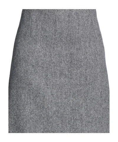 Weekend Max Mara Herringbone Wool Flare Skirt In Gray