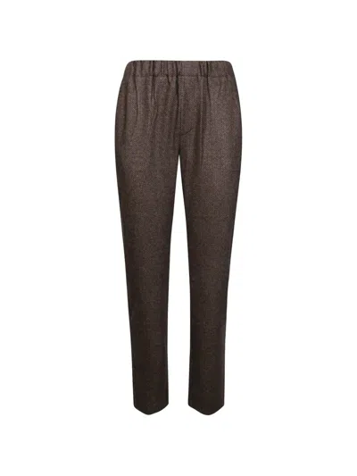 Weekend Max Mara Herringbone-jacquard Slim-fit Trousers In Brown