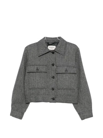 Weekend Max Mara Herringbone-pattern Wool Jacket In Gray