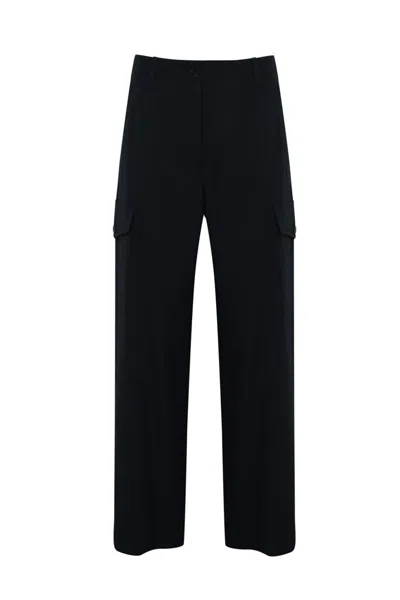 Weekend Max Mara Hidalgo Cargo Trousers In Wool Blend In Blu