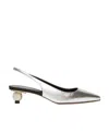 Weekend Max Mara Gallico Silver Slingback Pumps In White