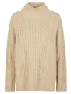 Weekend Max Mara Veneto Cable Knit Sweater In Beige