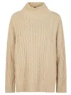 Weekend Max Mara Veneto Cable Knit Sweater In Beige