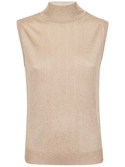 Weekend Max Mara High Neck Ribbed In Gold