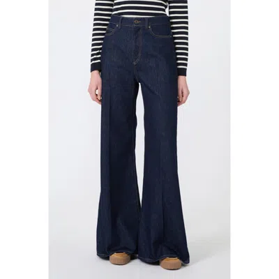 Weekend Max Mara Cotton Denim Palazzo Jeans In Blue