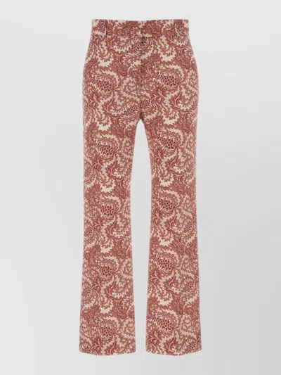 Weekend Max Mara High Waist Paisley Flared Leg Trousers In Brown