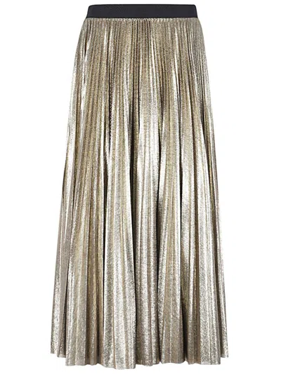 Weekend Max Mara High Waist Pleated Skirt In Gold