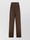 Weekend Max Mara High Waist Wide Leg Wool Trousers In Brown