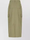 Weekend Max Mara High-waisted Skirt With Cargo Pockets And Slit In Silver