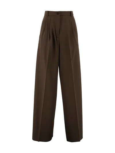Weekend Max Mara High-waisted Trousers In Brown