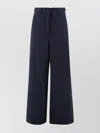 Weekend Max Mara High-waisted Wide Leg Trousers With Button Accents In Blue