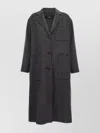 Weekend Max Mara 'highland' Long Coat With Notched Lapel In Black