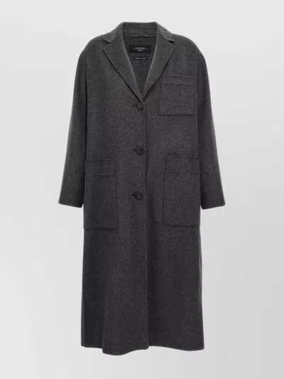 WEEKEND MAX MARA 'HIGHLAND' LONG COAT WITH NOTCHED LAPEL