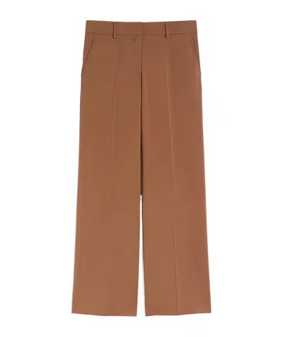 Weekend Max Mara High-waisted Casual Pants In Brown