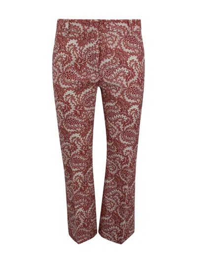 Weekend Max Mara High-waisted Floral Print Trousers In Burgundy