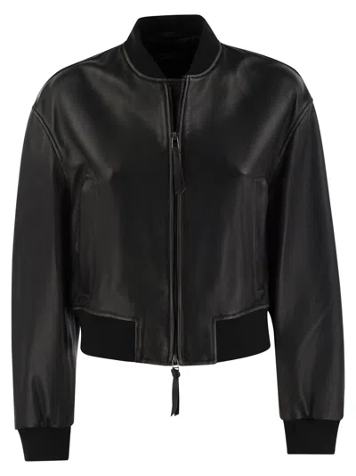 Weekend Max Mara Hiltex Nappa Leather Bomber Jacket