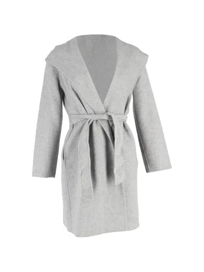 Pre-owned Weekend Max Mara Hooded Belt Coat In Gray