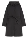 Weekend Max Mara Waist Belted Long Quilted Hooded Pockets In Black