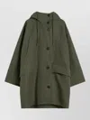 Weekend Max Mara Hooded Coat Drawstring Detail Front Pockets In Gray