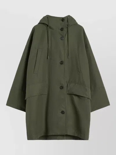 WEEKEND MAX MARA HOODED COAT DRAWSTRING DETAIL FRONT POCKETS