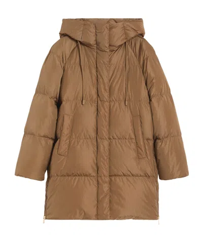 Weekend Max Mara Hooded Cotton Jacket In Brown