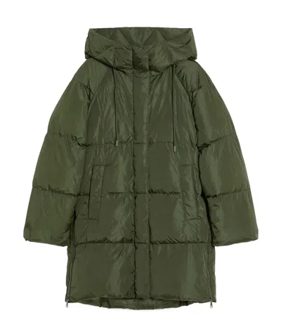 Weekend Max Mara Hooded Down Jacket In Green