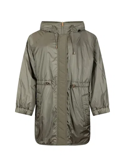 Weekend Max Mara Hooded Drawstring-waist Coat In Gray