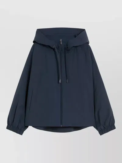Weekend Max Mara Hooded Jacket Long Sleeves Elastic Cuffs In Blue