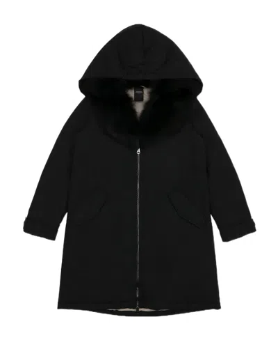Weekend Max Mara Hooded Overcoat In Black