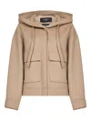 Weekend Max Mara Gary Hooded Wool Blend Jacket In Brown