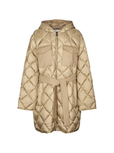 Weekend Max Mara Hooded Quilted Coat In Neutral
