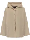 Weekend Max Mara Hooded Wool Coat In Neutrals